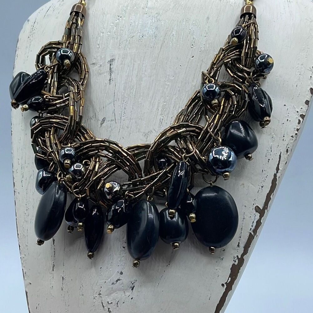 Bohemian inspired statement necklace  bold chunky textured